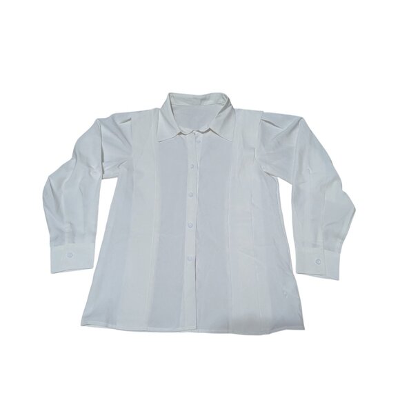 Halara Collared Button Long Sleeve Casual Shirt Sz XS Womens White Work Blouse - Picture 2 of 10